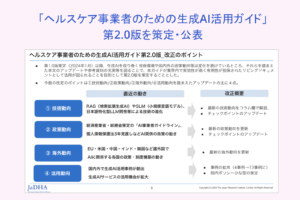 「ヘルスケア事業者のための生成AI活用ガイド」第2.0版